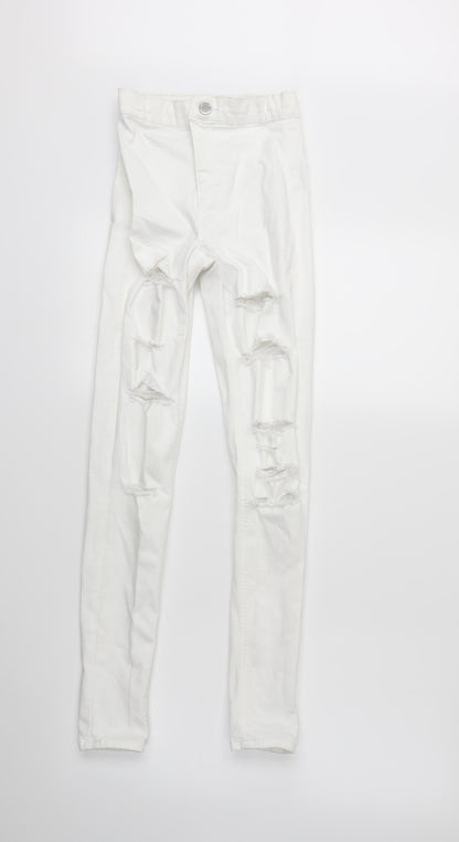 Topshop Womens White  Denim Skinny Jeans Size 25 in L32 in
