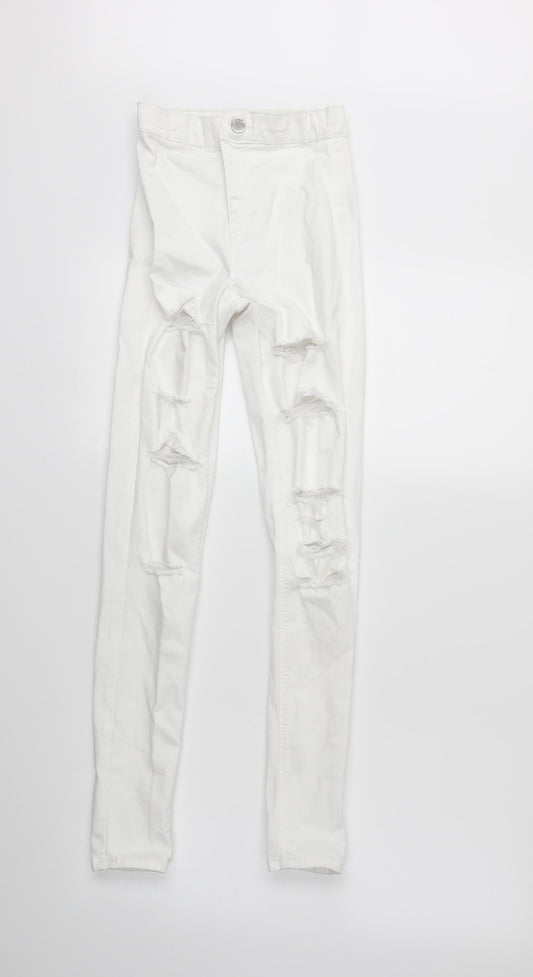 Topshop Womens White  Denim Skinny Jeans Size 25 in L32 in