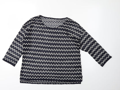 Next Womens Black Striped Knit Pullover Jumper Size 10