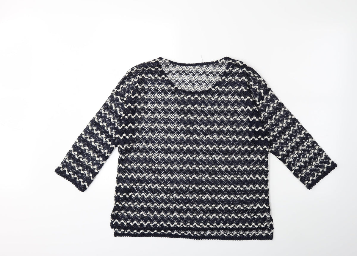 Next Womens Black Striped Knit Pullover Jumper Size 10