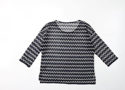 Next Womens Black Striped Knit Pullover Jumper Size 10