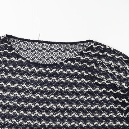 Next Womens Black Striped Knit Pullover Jumper Size 10