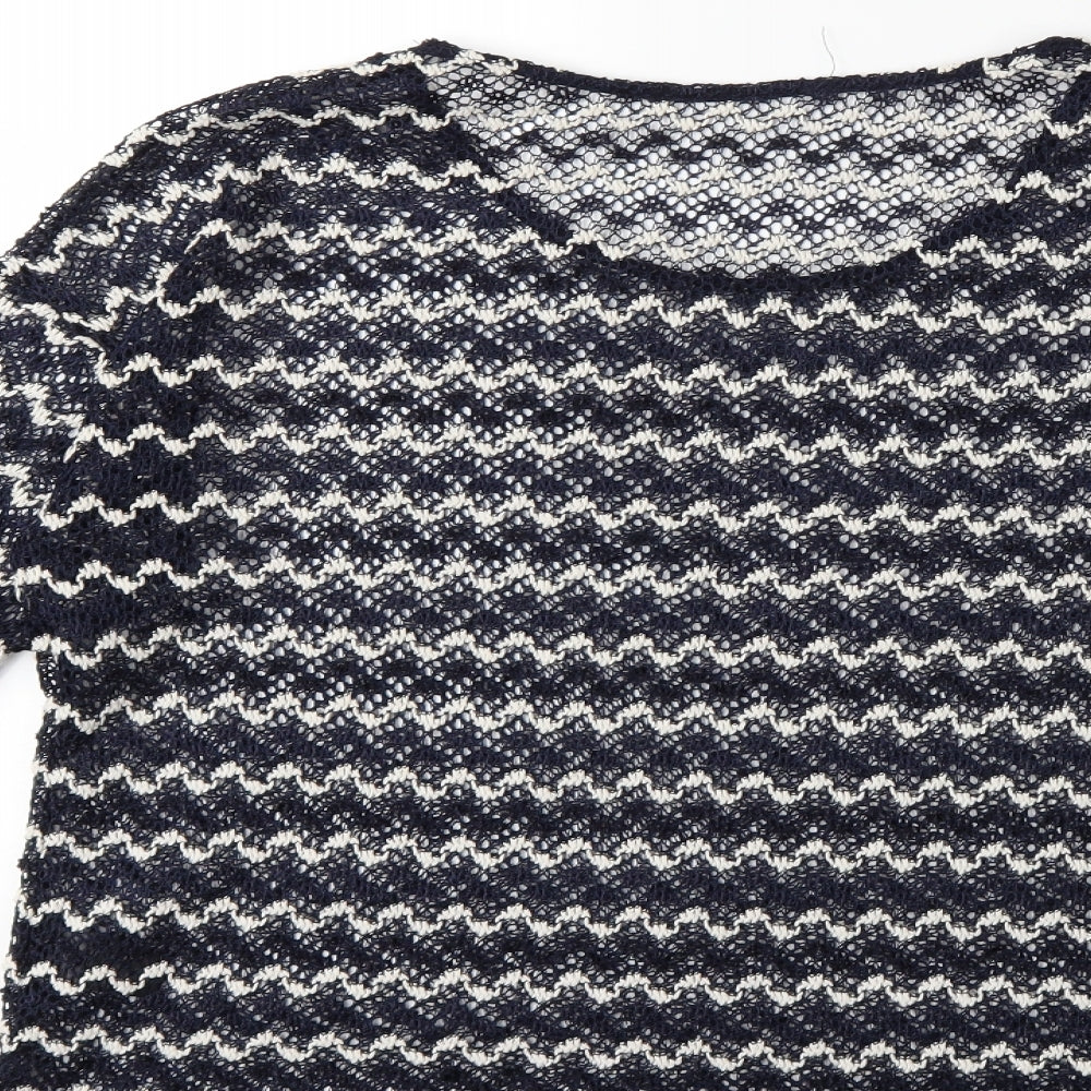 Next Womens Black Striped Knit Pullover Jumper Size 10