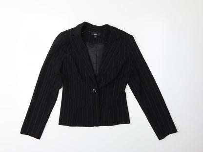 BCX Womens Black Striped  Jacket Blazer Size M