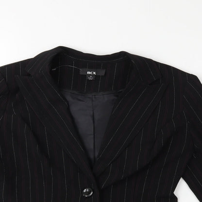 BCX Womens Black Striped  Jacket Blazer Size M