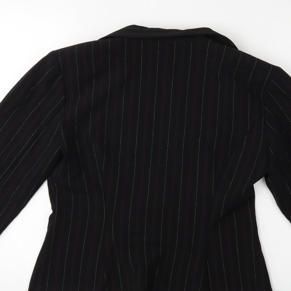 BCX Womens Black Striped  Jacket Blazer Size M