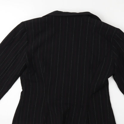 BCX Womens Black Striped  Jacket Blazer Size M