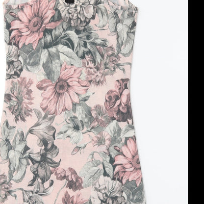 Preworn Womens Pink Floral  Basic Tank Size 10