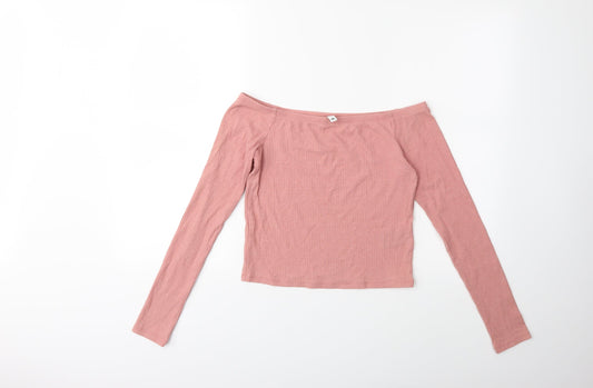 Womens UK Size M H&M Pink Basic Blouse