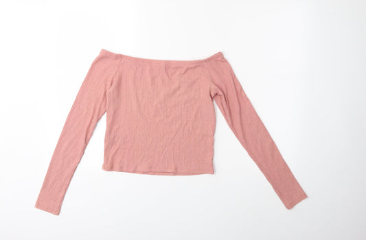 Womens UK Size M H&M Pink Basic Blouse
