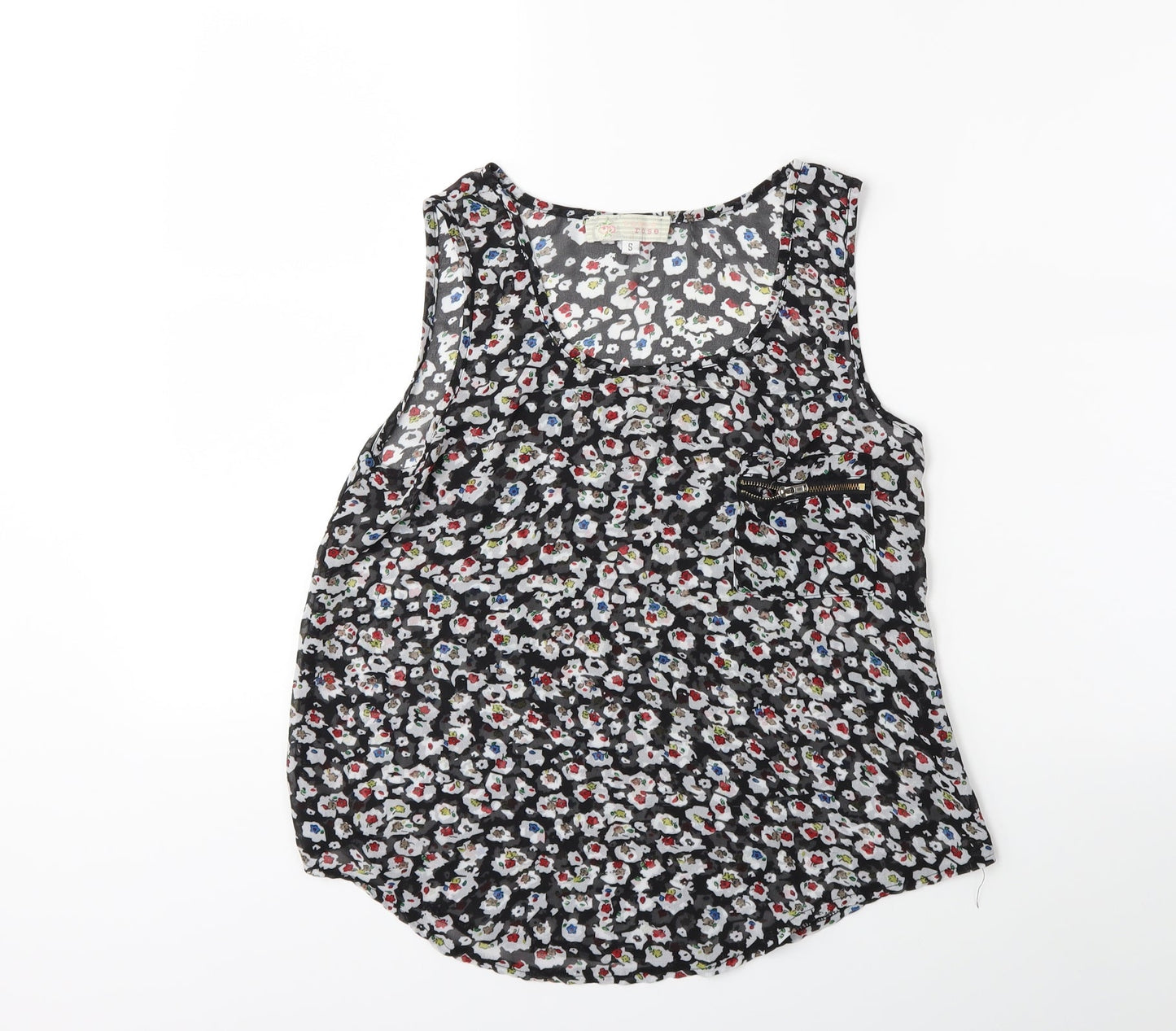 Cameo Rose Womens Black Floral  Basic Blouse Size S