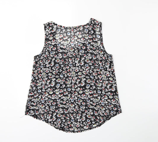 Cameo Rose Womens Black Floral  Basic Blouse Size S