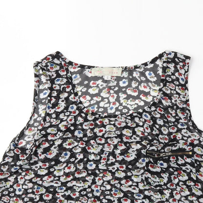Cameo Rose Womens Black Floral  Basic Blouse Size S