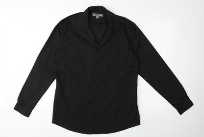 Mens UK Size 16 Cedar Wood State Black  Button-Up Long Sleeve Casual Shirt