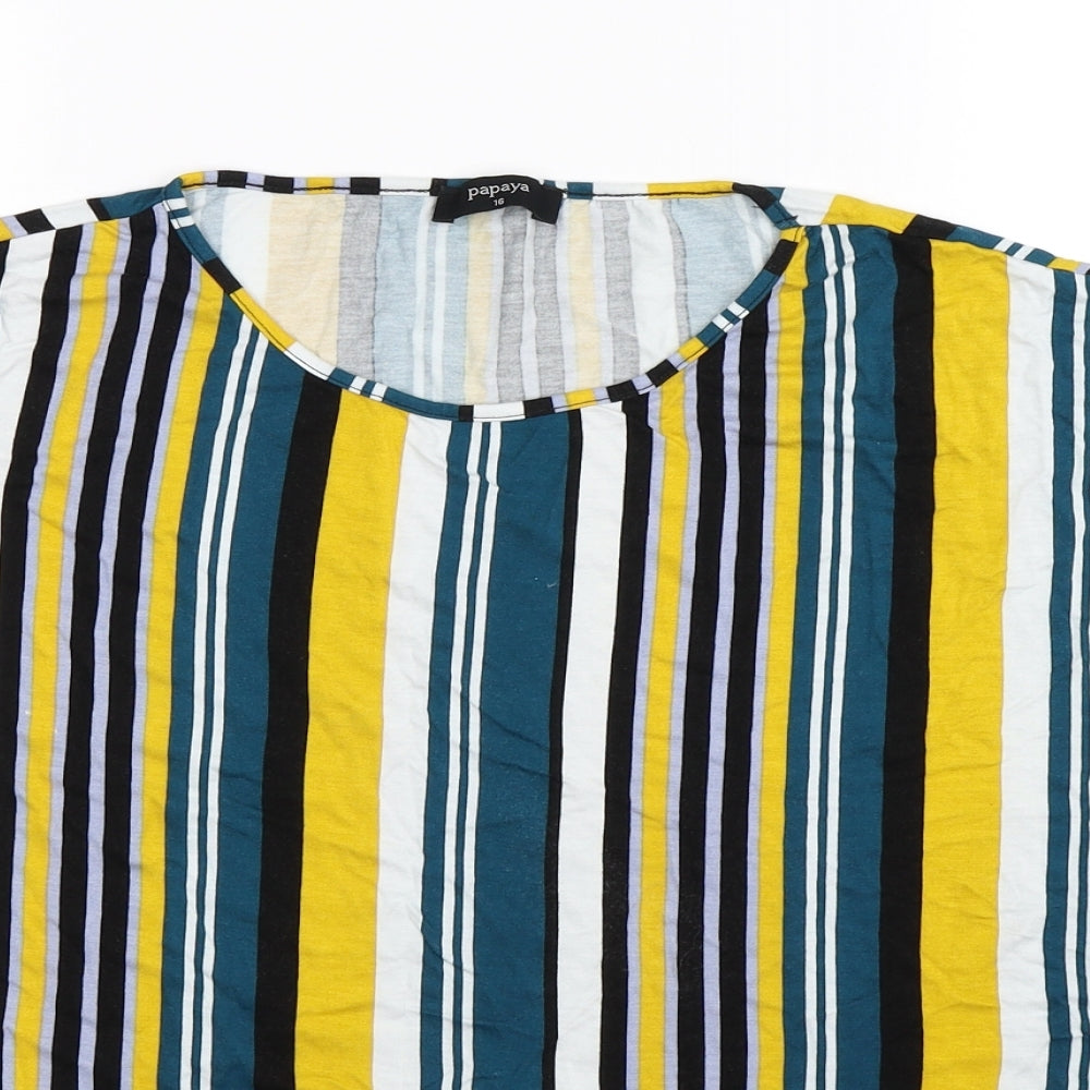 Womens UK Size 16 Papaya Multicoloured Basic T-Shirt