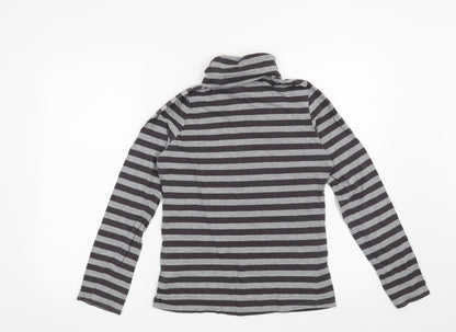 La Redoute Womens Grey Striped  Henley Sweatshirt Size 10