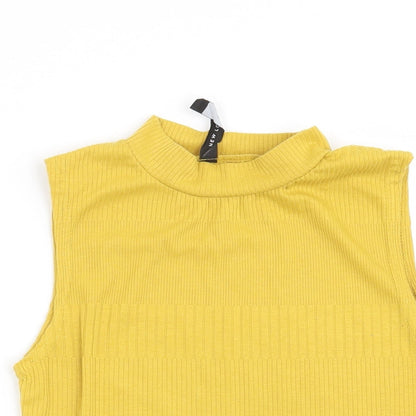 Womens UK Size 10 New Look Yellow Basic Blouse
