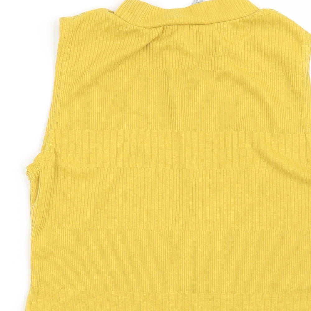 Womens UK Size 10 New Look Yellow Basic Blouse