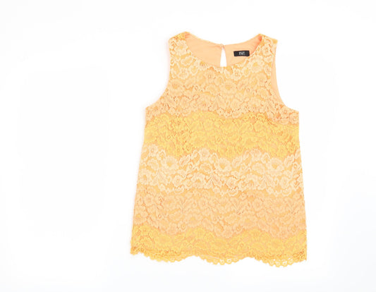 F&F Womens Orange Floral  Basic Blouse Size 6