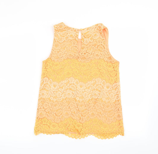 F&F Womens Orange Floral  Basic Blouse Size 6