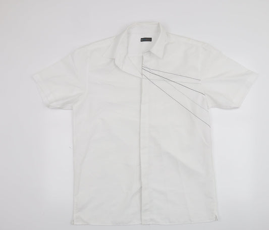 Mens UK Size M Etcetera White  Button-Up Short Sleeve Casual Shirt