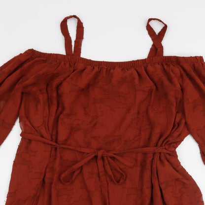 Womens UK Size 14 Soon Orange Basic Blouse