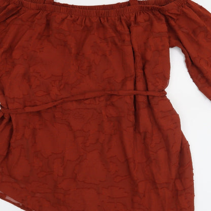 Womens UK Size 14 Soon Orange Basic Blouse