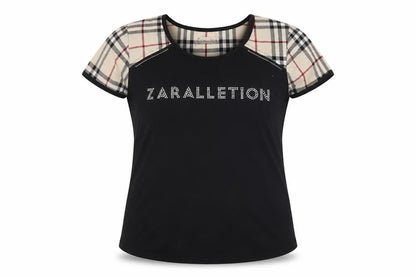 EVER Womens Black Check  Basic T-Shirt Size 2XL