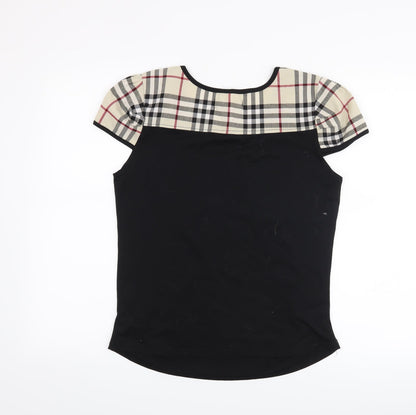 EVER Womens Black Check  Basic T-Shirt Size 2XL