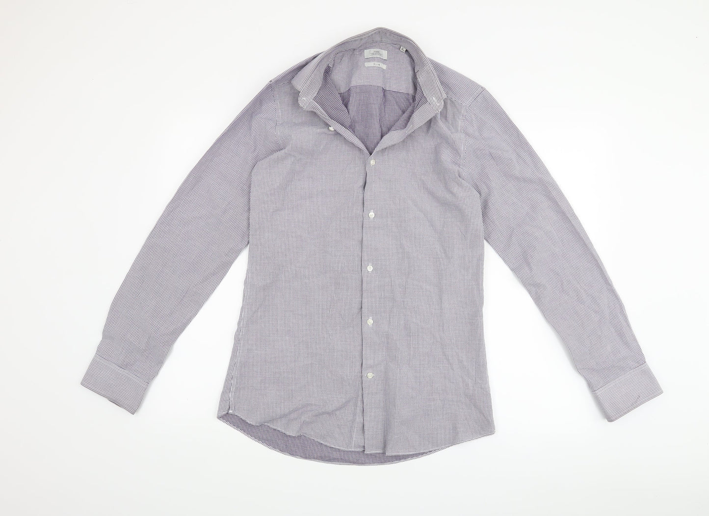 Mens UK Size 15 NEXT Purple  Button-Up Long Sleeve Casual Shirt