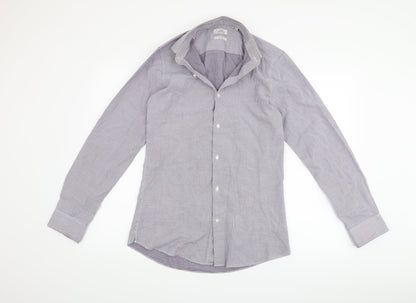 Mens UK Size 15 NEXT Purple  Button-Up Long Sleeve Casual Shirt