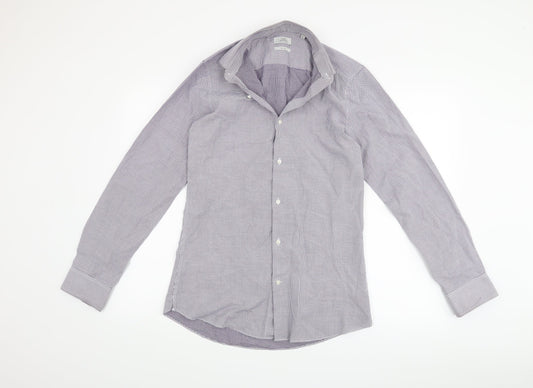 Mens UK Size 15 NEXT Purple  Button-Up Long Sleeve Casual Shirt