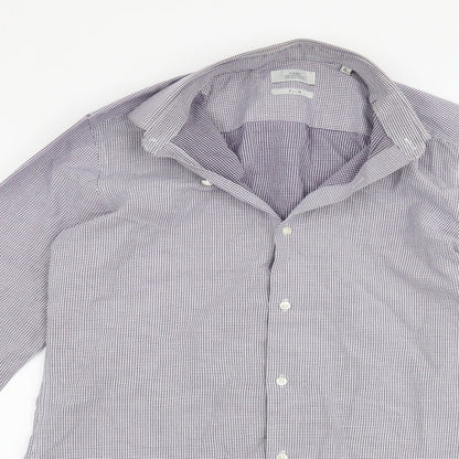 Mens UK Size 15 NEXT Purple  Button-Up Long Sleeve Casual Shirt