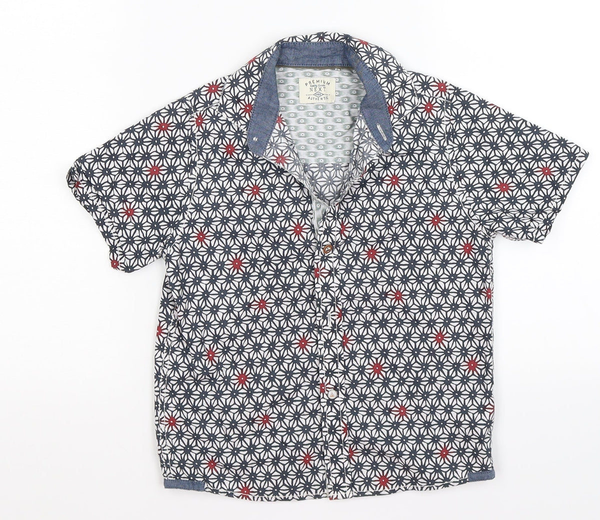 Next Boys Blue Geometric  Basic Button-Up Size 4 Years