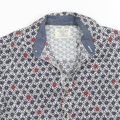 Next Boys Blue Geometric  Basic Button-Up Size 4 Years