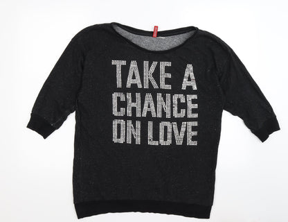 Divided Womens Black  Jersey Pullover Jumper Size 10  - take a chance
