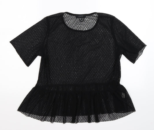 Atmosphere Womens Black Polka Dot Mesh Tunic Blouse Size 14  - peplum hem