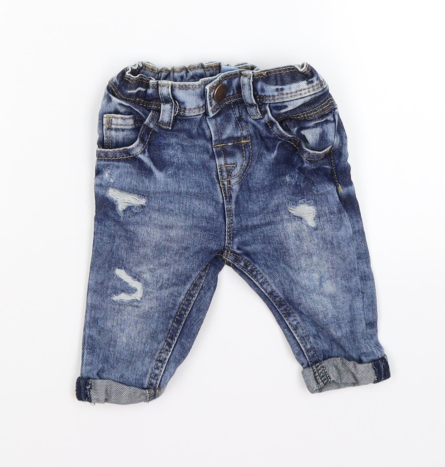NEXT Boys Blue  Denim Capri Trousers Size 3-6 Months
