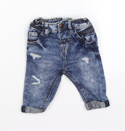 NEXT Boys Blue  Denim Capri Trousers Size 3-6 Months