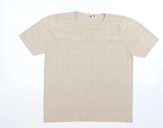 Jumper Womens Beige Check Knit Pullover Jumper Size M