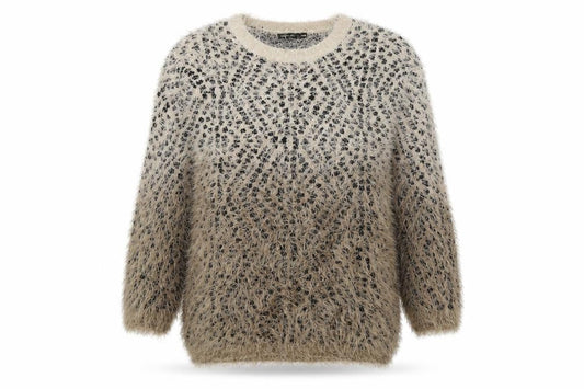 QED London Womens Brown Animal Print Knit Pullover Jumper Size M