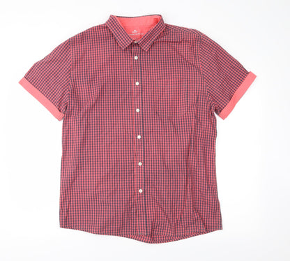 Mens UK Size L Easy Red  Button-Up Short Sleeve Casual Shirt