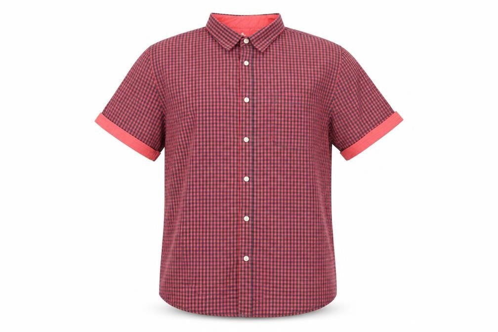 Mens UK Size L Easy Red  Button-Up Short Sleeve Casual Shirt
