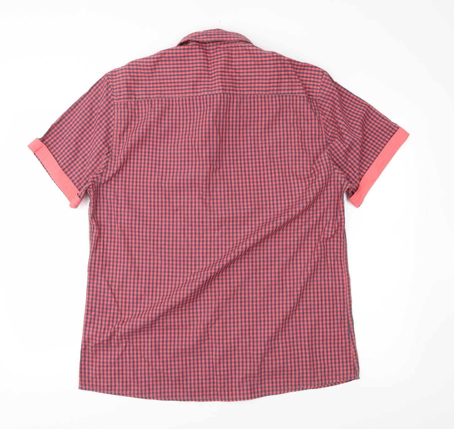 Mens UK Size L Easy Red  Button-Up Short Sleeve Casual Shirt