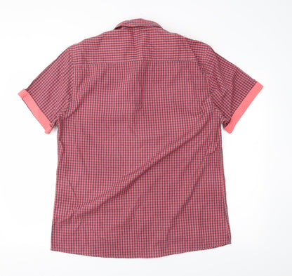 Mens UK Size L Easy Red  Button-Up Short Sleeve Casual Shirt