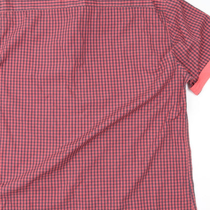 Mens UK Size L Easy Red  Button-Up Short Sleeve Casual Shirt