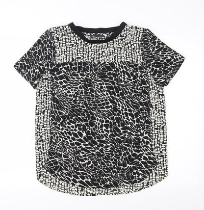 M&S Womens Black Animal Print  Basic Blouse Size 10