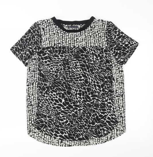 M&S Womens Black Animal Print  Basic Blouse Size 10