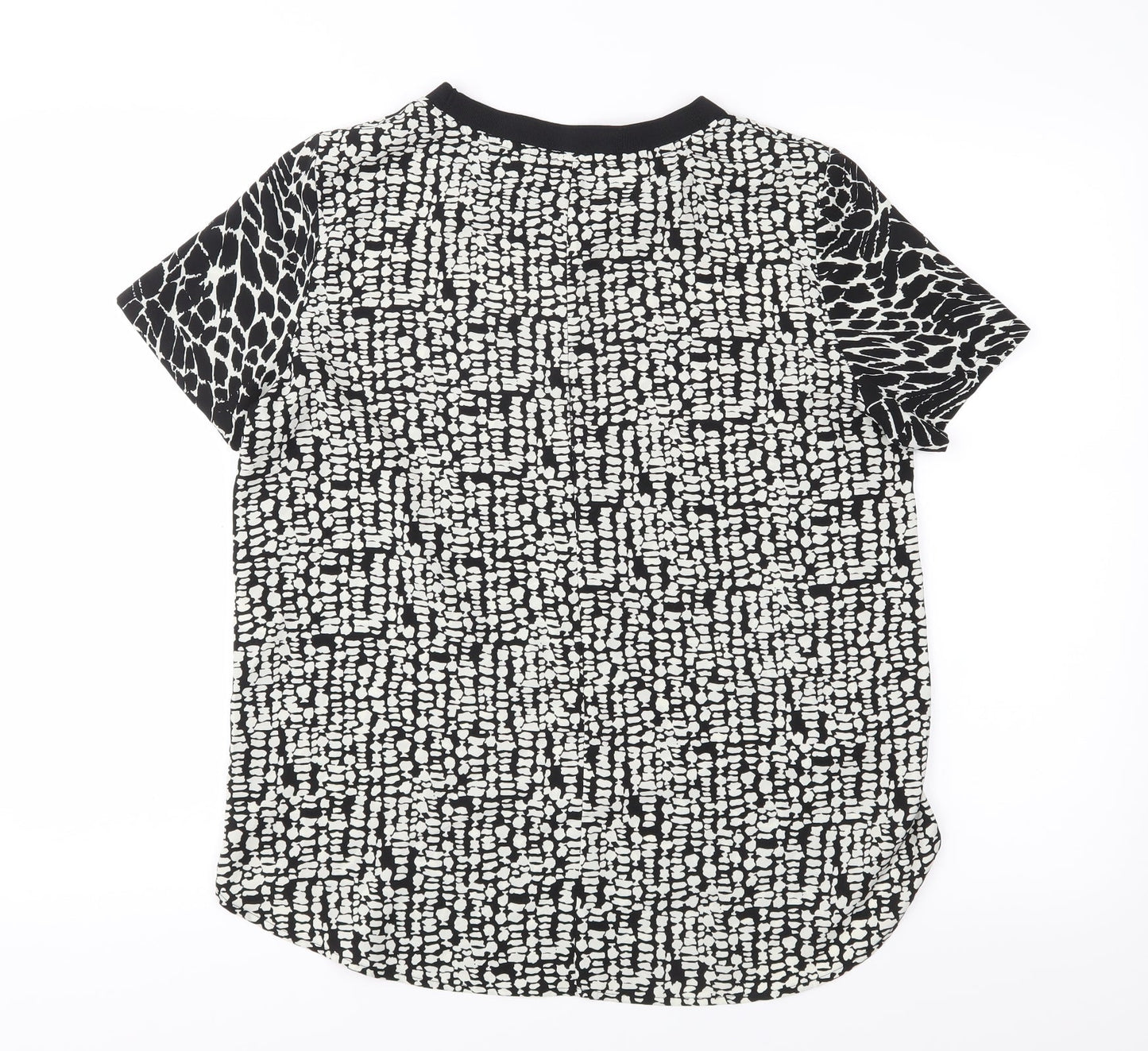 M&S Womens Black Animal Print  Basic Blouse Size 10