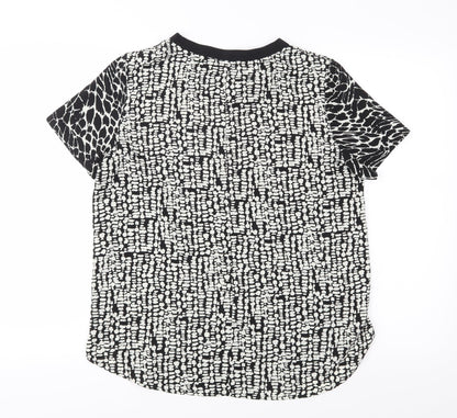 M&S Womens Black Animal Print  Basic Blouse Size 10